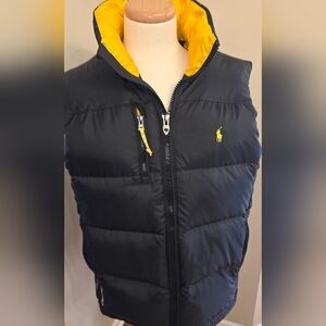 Ralph Lauren Black Down 150 Puffer Vest with Yellow Lining Y2K